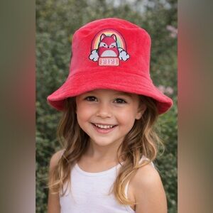 Squishmallows Fifi Fox Bucket Hat Pink Terry Youth Cute Kawaii NWT